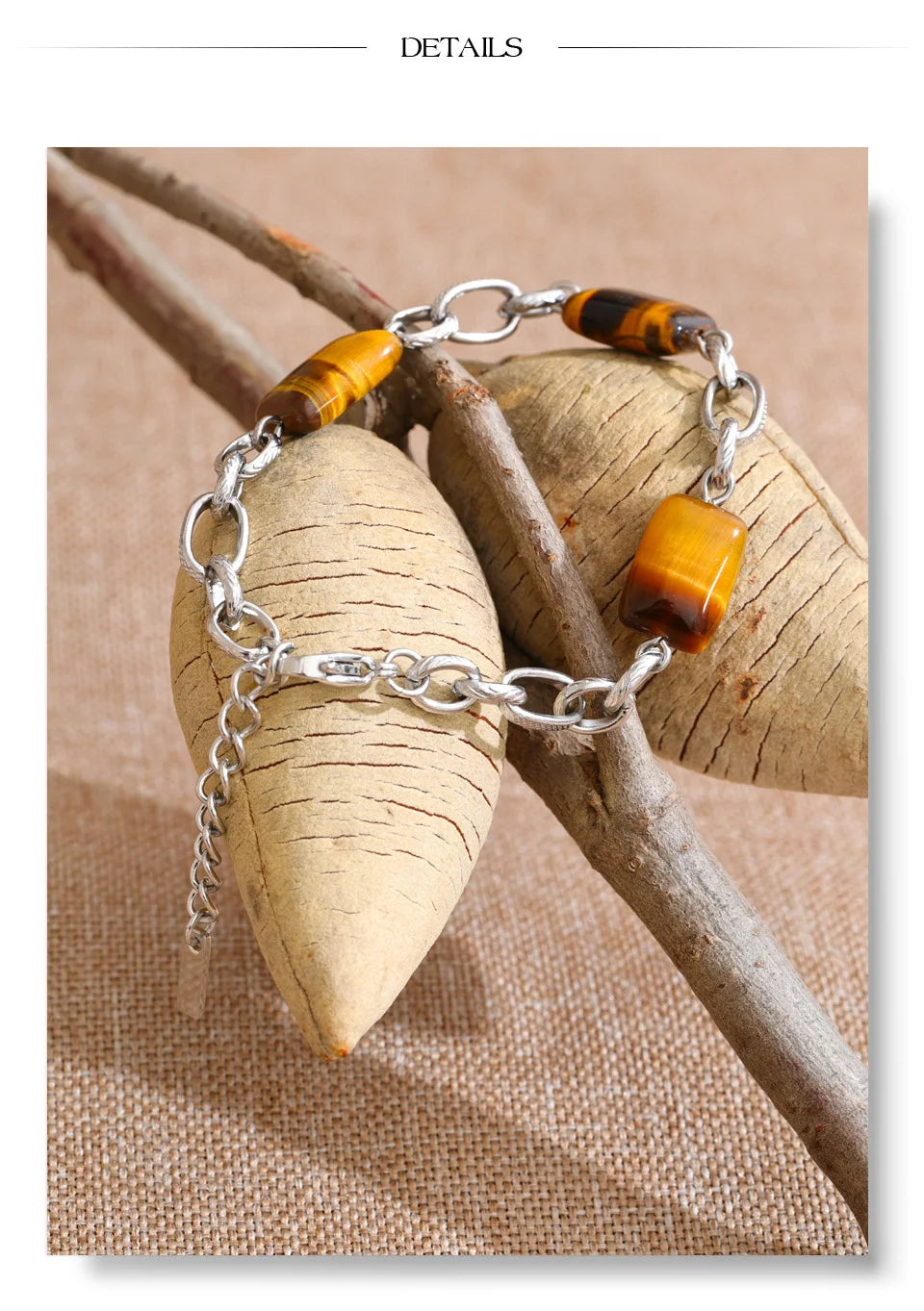 Natural Stone Geometric Chain Bracelet — Gold-Plated Stainless Steel with Natural Stone · PS984