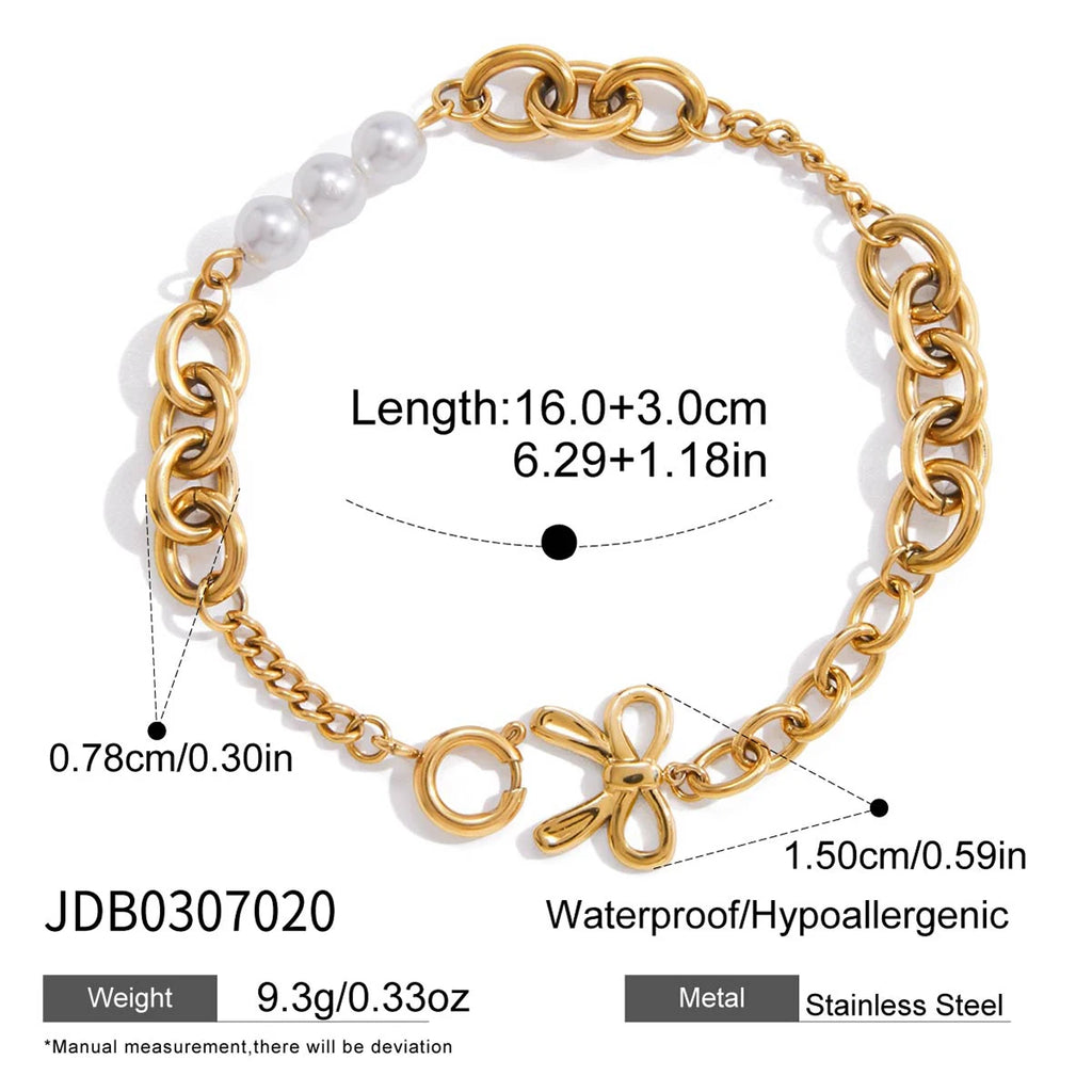 Bow Pearl Bracelet — Stainless Steel · PS282