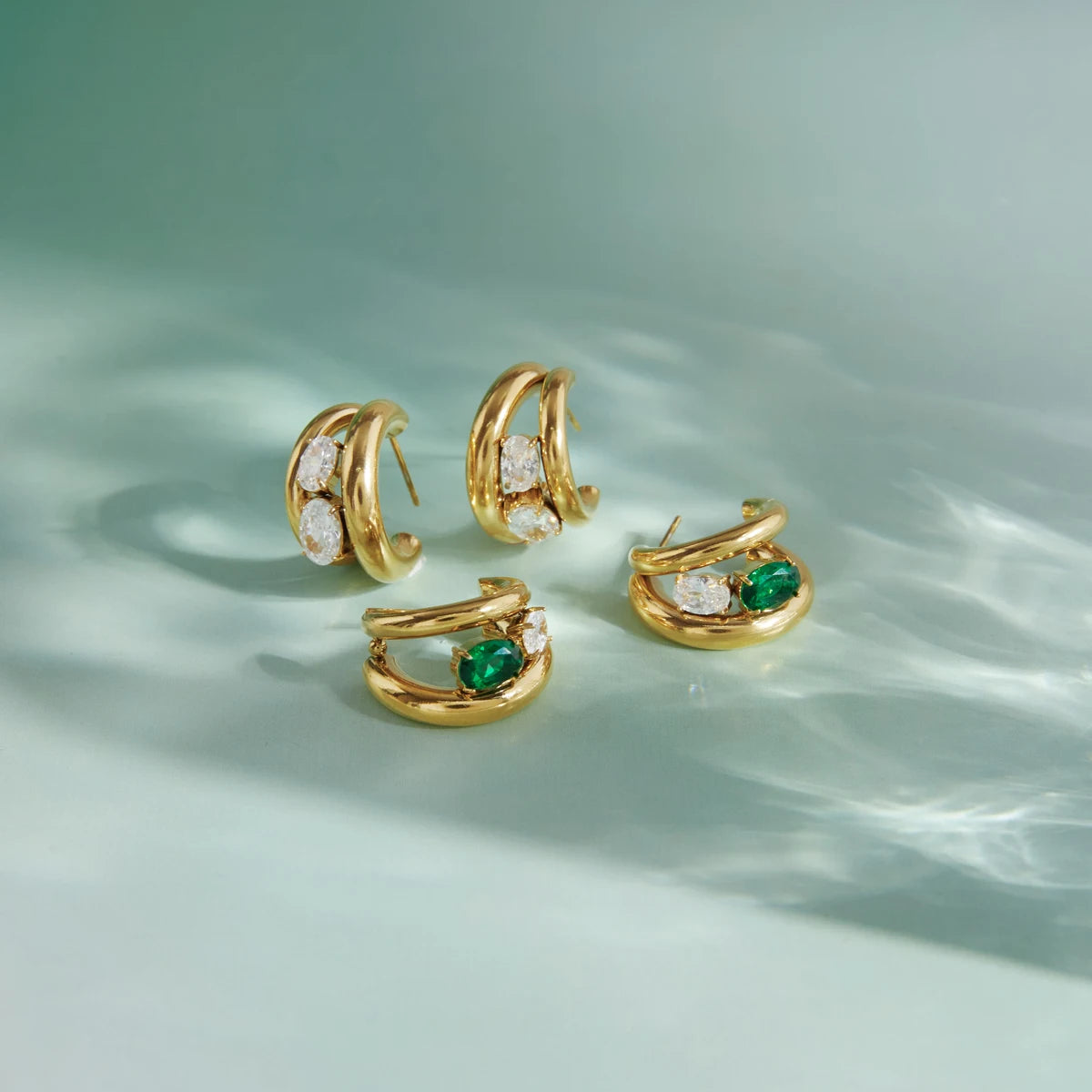 Egg CZ C-Ring Earrings — Stainless Steel · PS301