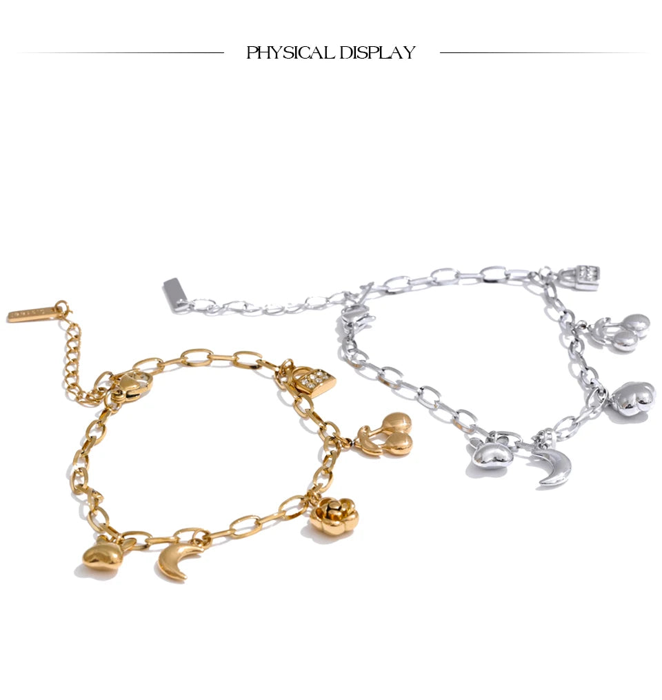 Flower Moon Geometric Bracelet — Gold-Plated Stainless Steel · PS1664