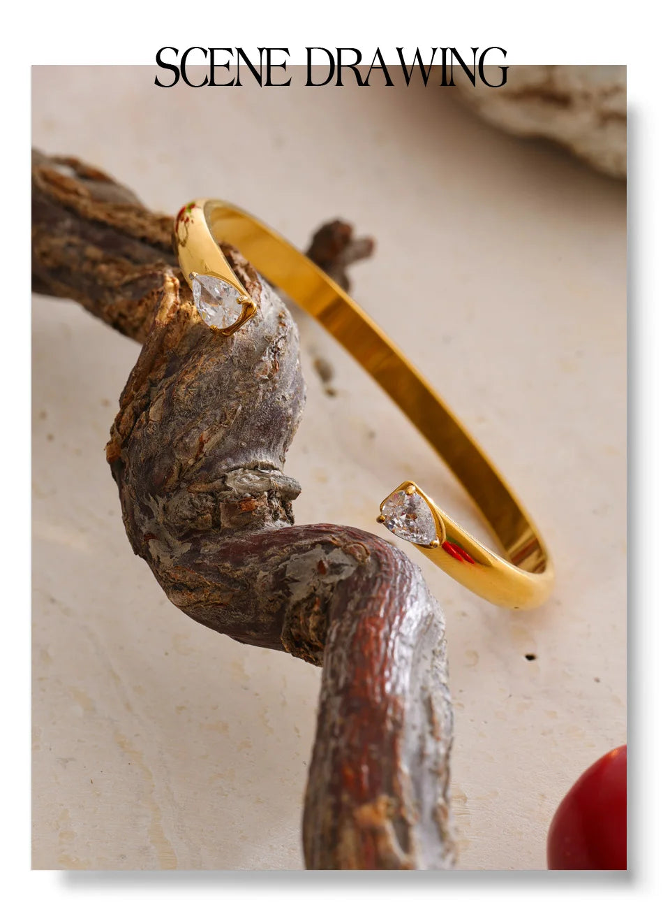 Cubic Zirconia Geometric Bracelet — Gold-Plated Stainless Steel with Cubic Zirconia · PS1592