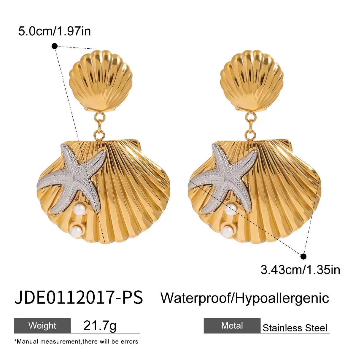 Shell Flower Stud Earrings — Stainless Steel · PS078