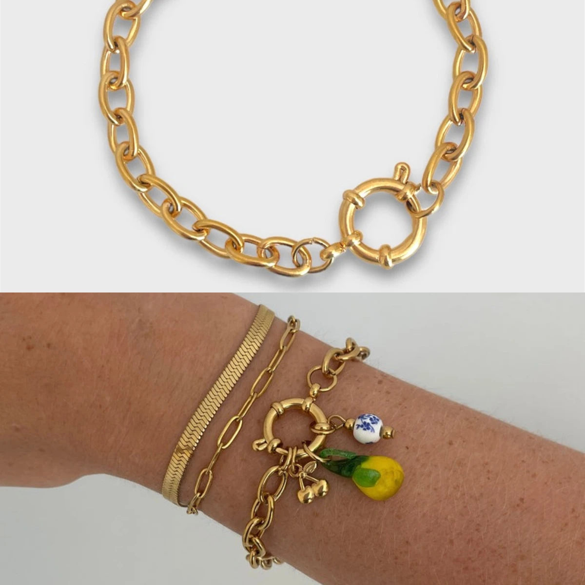 【DIY detachable sailor buckle bracelet】 women's titanium steel furnace vacuum plated 18k gold basic bracelet