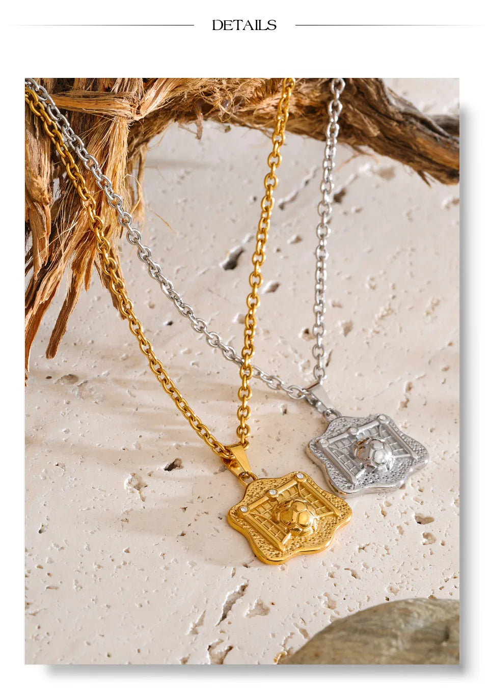 Geometric necklace in gold-plated 316L stainless steel.