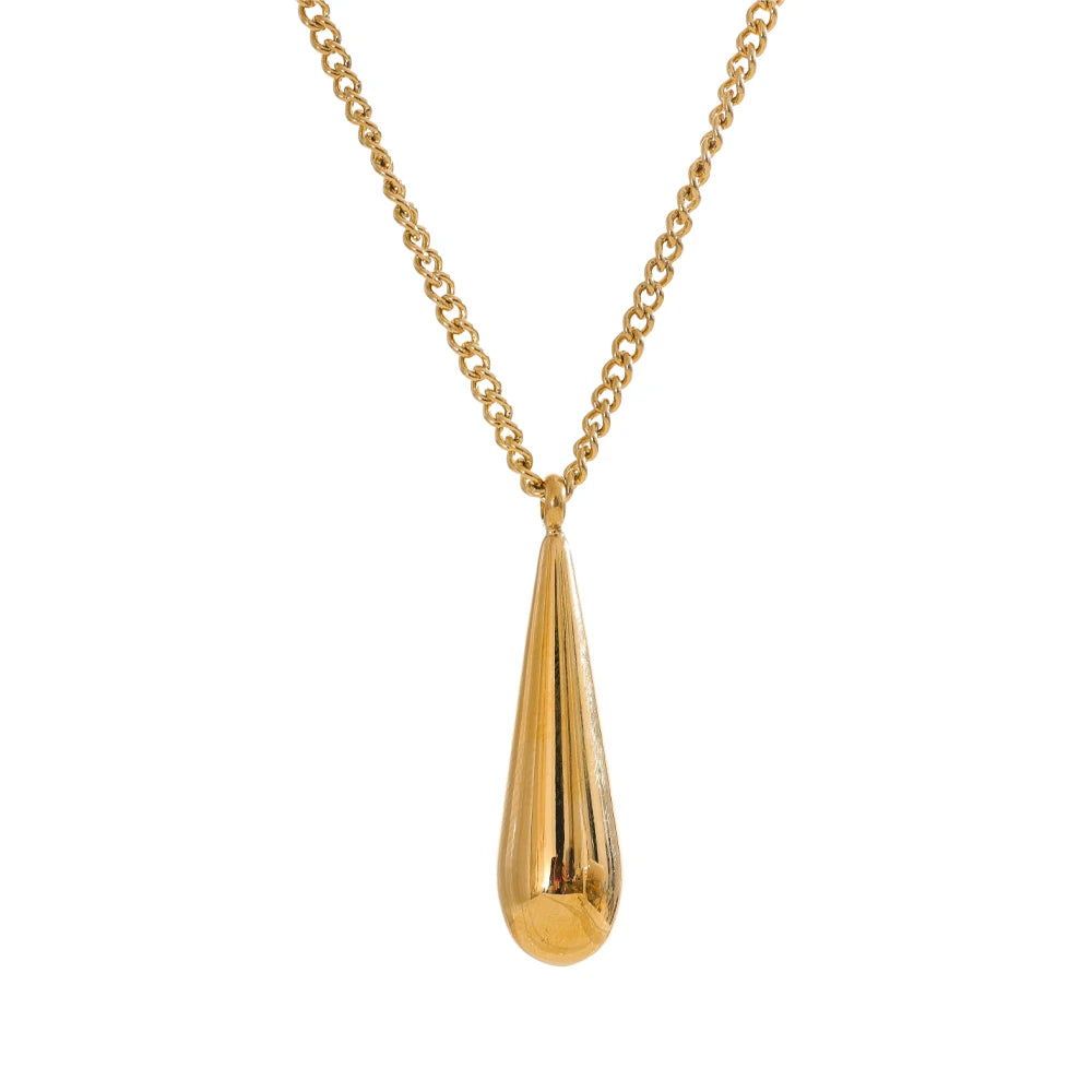 Water drop necklace in gold-plated stainless steel.