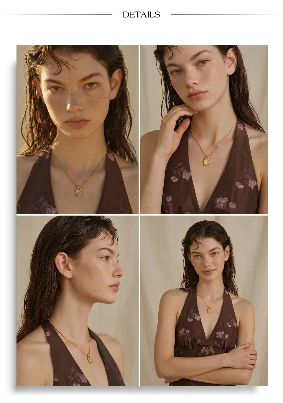 Geometric necklace in gold-plated stainless steel.