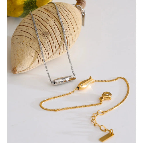 Cubic Zirconia Geometric Chain Bracelet — Gold-Plated Stainless Steel with Cubic Zirconia · PS1757