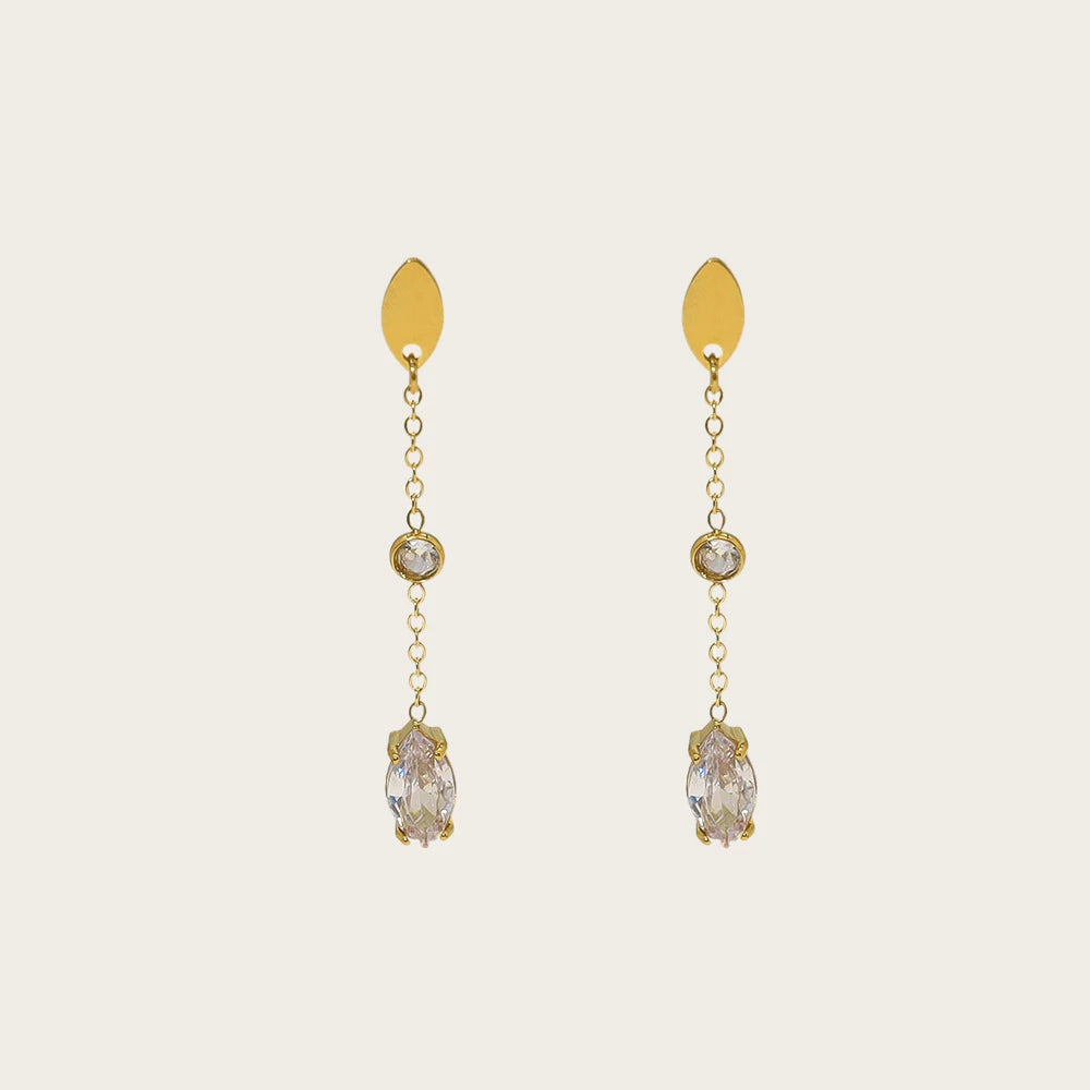 Drop Earrings Zircon Dangle — 316L Stainless Steel · PS451