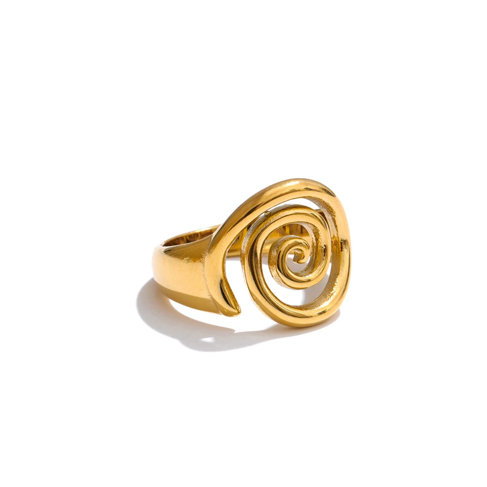 Geometric ring in gold-plated stainless steel.