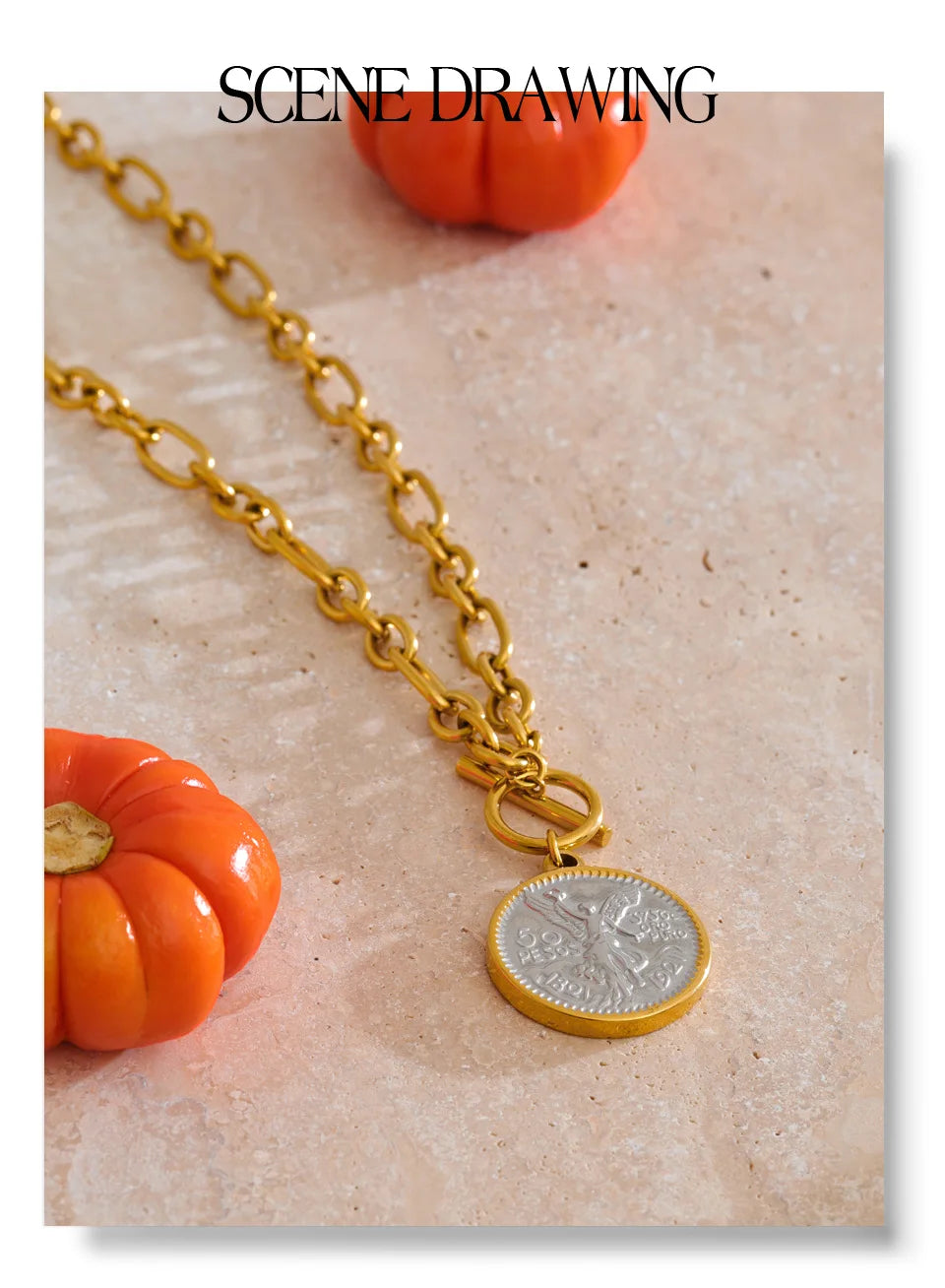 Geometric necklace in gold-plated stainless steel.