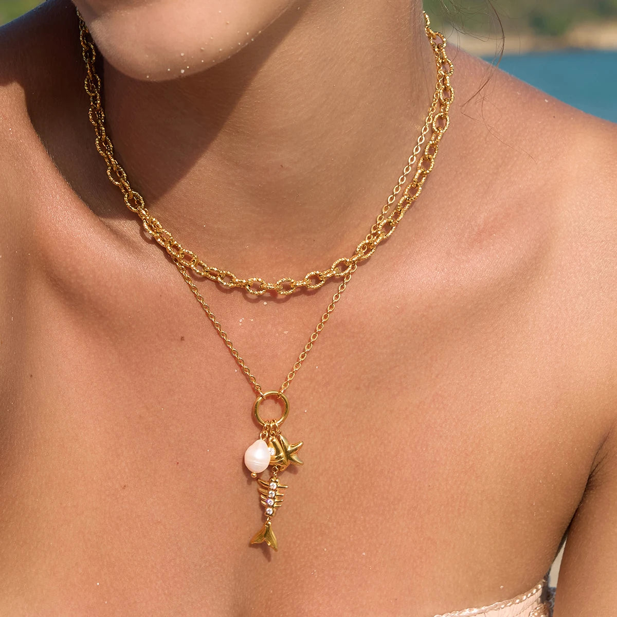 Mini Shell Charm Necklace — Stainless Steel · PS167