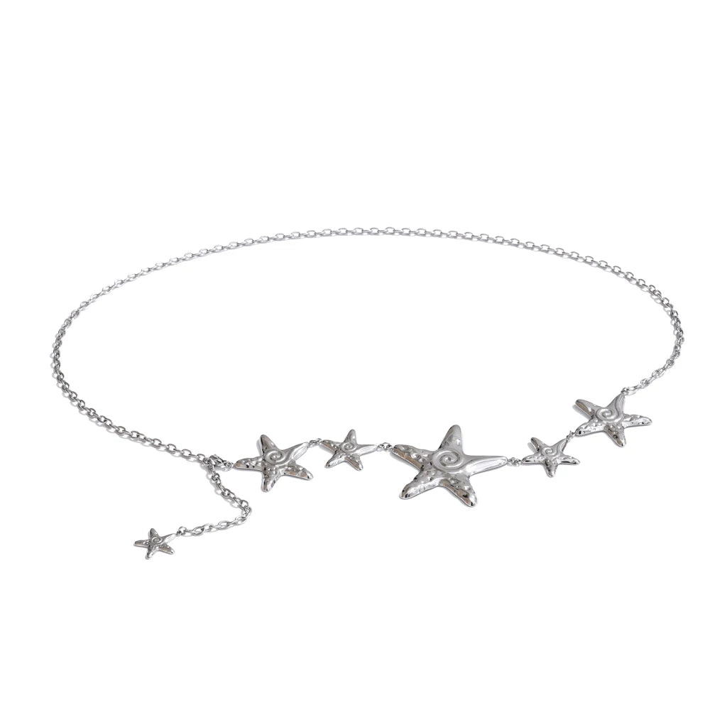 Star chain necklace in gold-plated stainless steel.