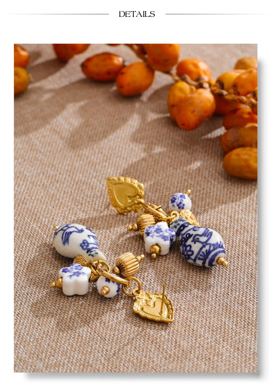 Heart flower geometric earrings in gold-plated stainless steel.
