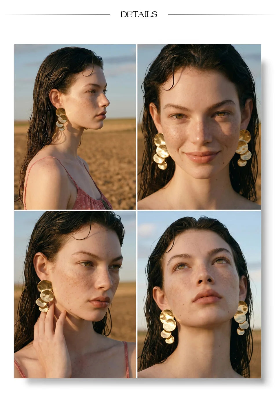 Geometric earrings in gold-plated stainless steel.