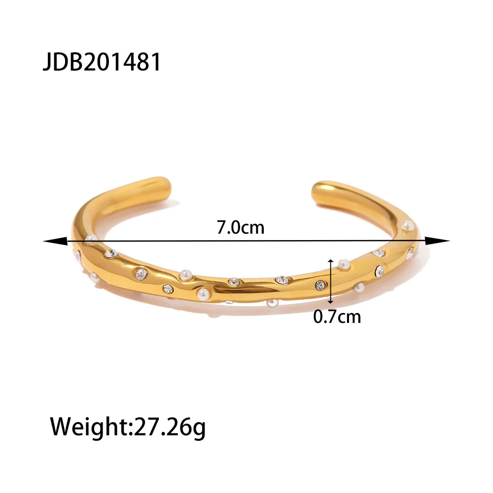 Pearl Open Bracelet — Stainless Steel · PS335