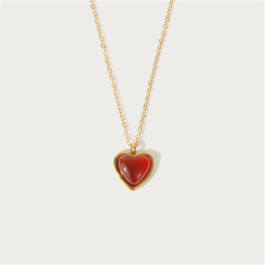Crystal Heart Pendant Necklace For Women Stainless Steel Gold Color Small Gorgeous Choker Necklace Jewelry