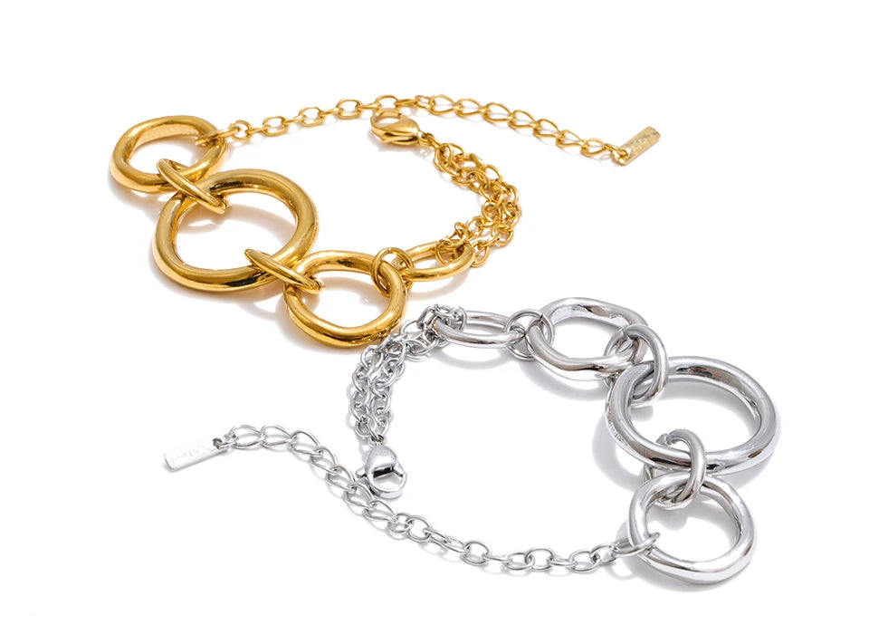Geometric Chain Bracelet — Gold-Plated Stainless Steel · PS1183