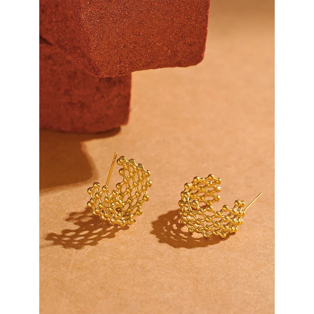 Geometric Earrings — Gold-Plated Stainless Steel · PS1597
