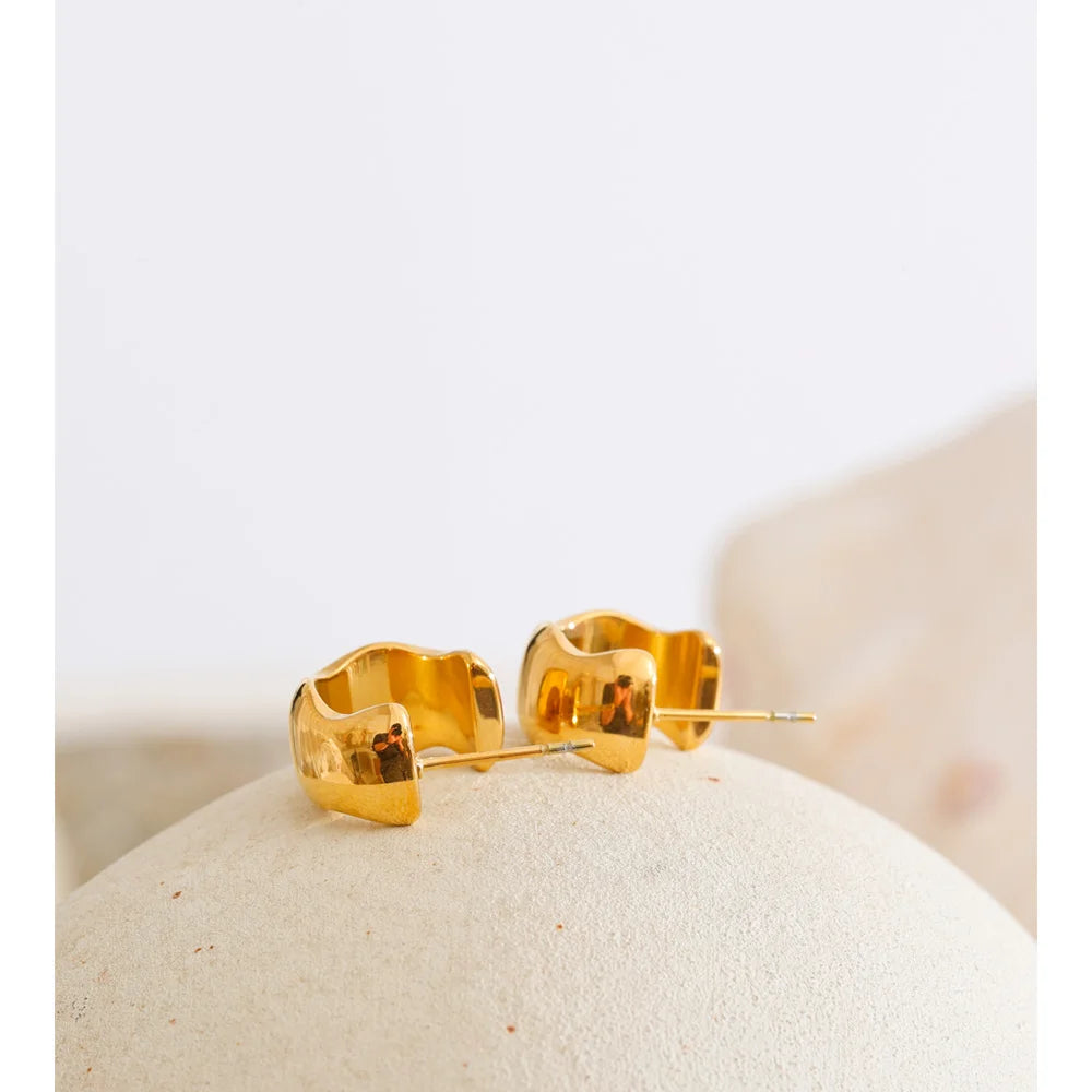 Geometric earrings in gold-plated stainless steel.