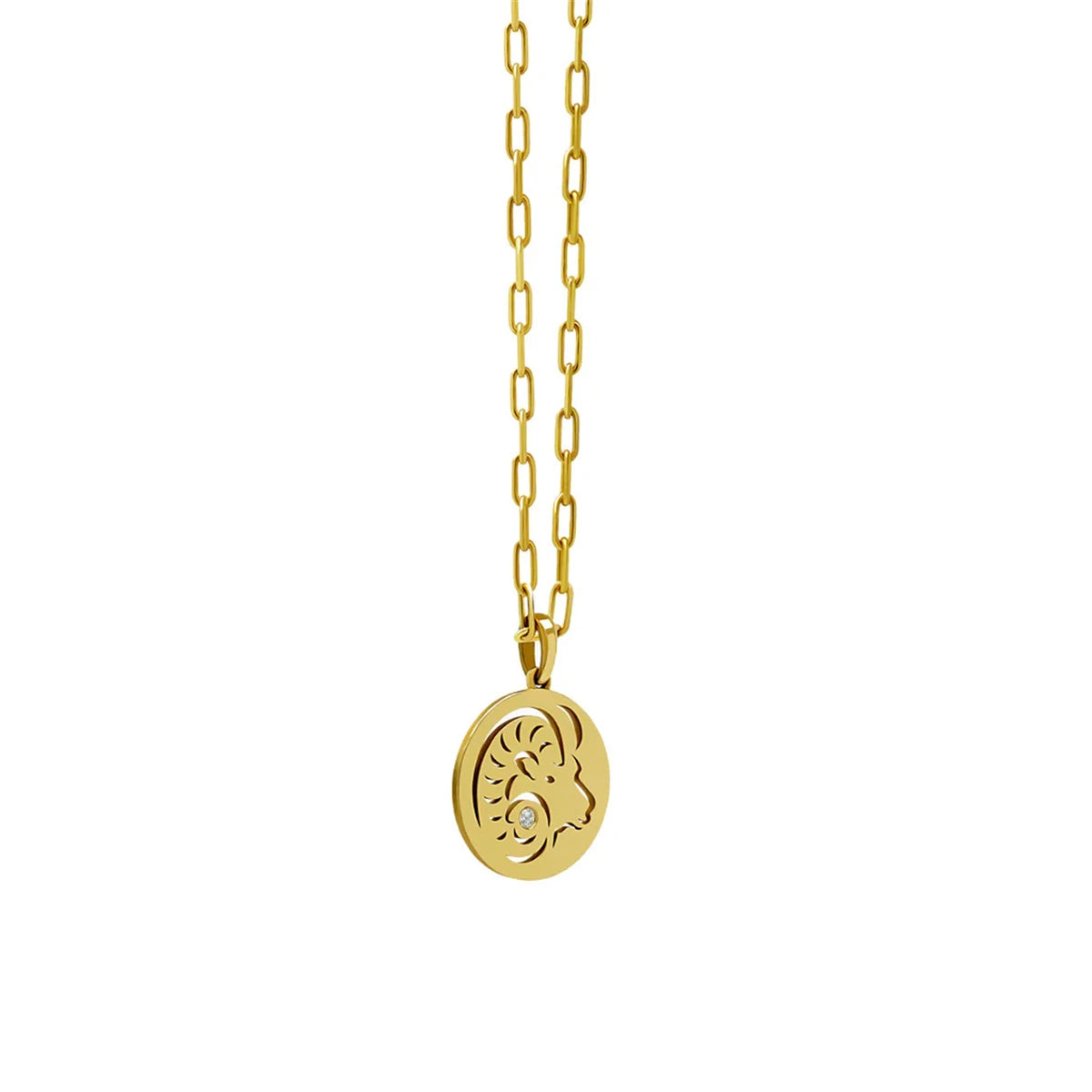 Stainless Steel 12 Constellation Necklace Ins Style Hollow Round Card Necklace Plated with True Gold for Color Protection