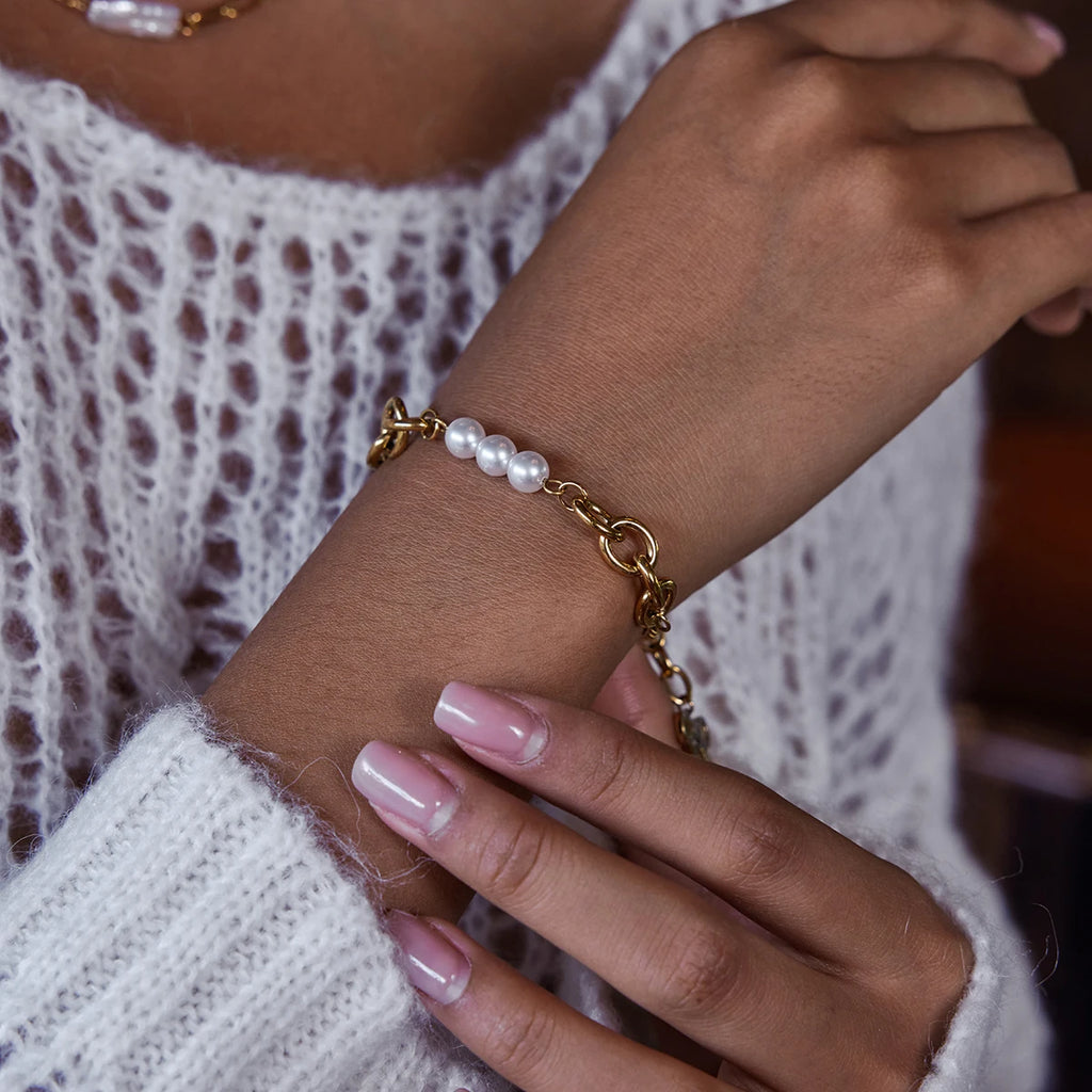 Bow Pearl Bracelet — Stainless Steel · PS282
