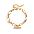 Paperclip Pearl Chain Bracelet — Stainless Steel · PS009