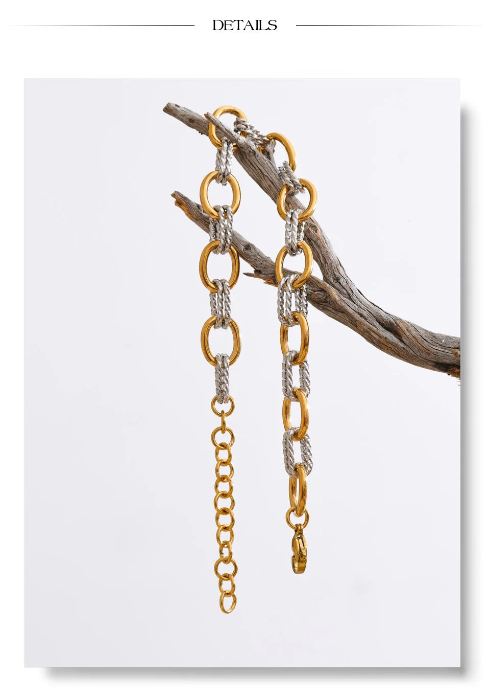 Geometric chain necklace in gold-plated stainless steel.