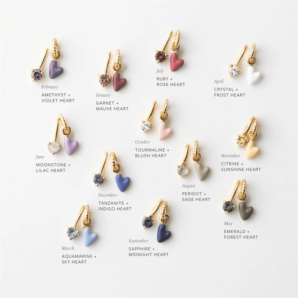 【DIY Pendant】Stainless Steel Birthstone Heart Charm Pendant - PS004