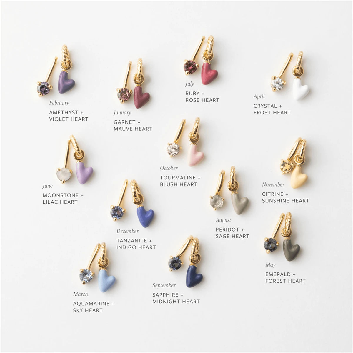 【DIY Pendant】Stainless Steel Birthstone Heart Charm Pendant - PS004