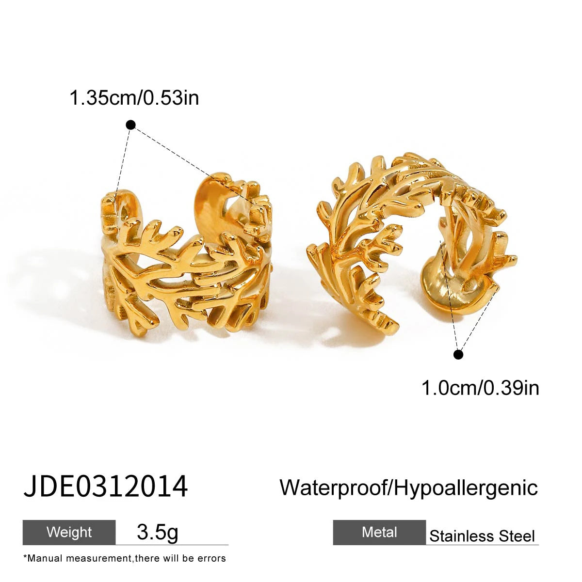 Thick Ear Clip Earrings — Stainless Steel