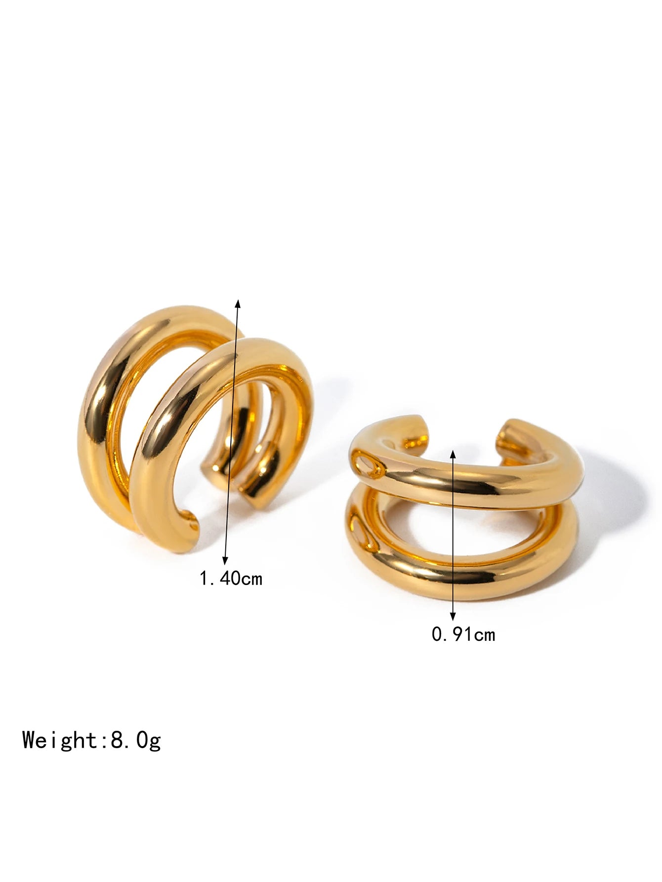 Thick Ear Clip Earrings — Stainless Steel