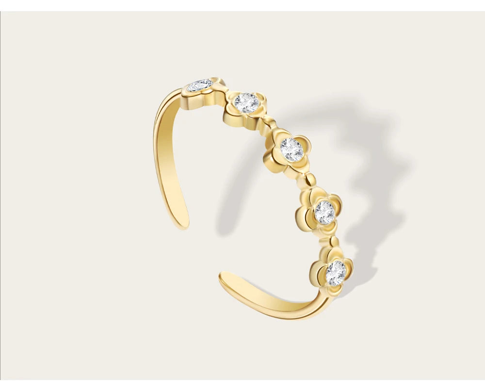 Floral Zircon Ring — 316L Stainless Steel · PS432