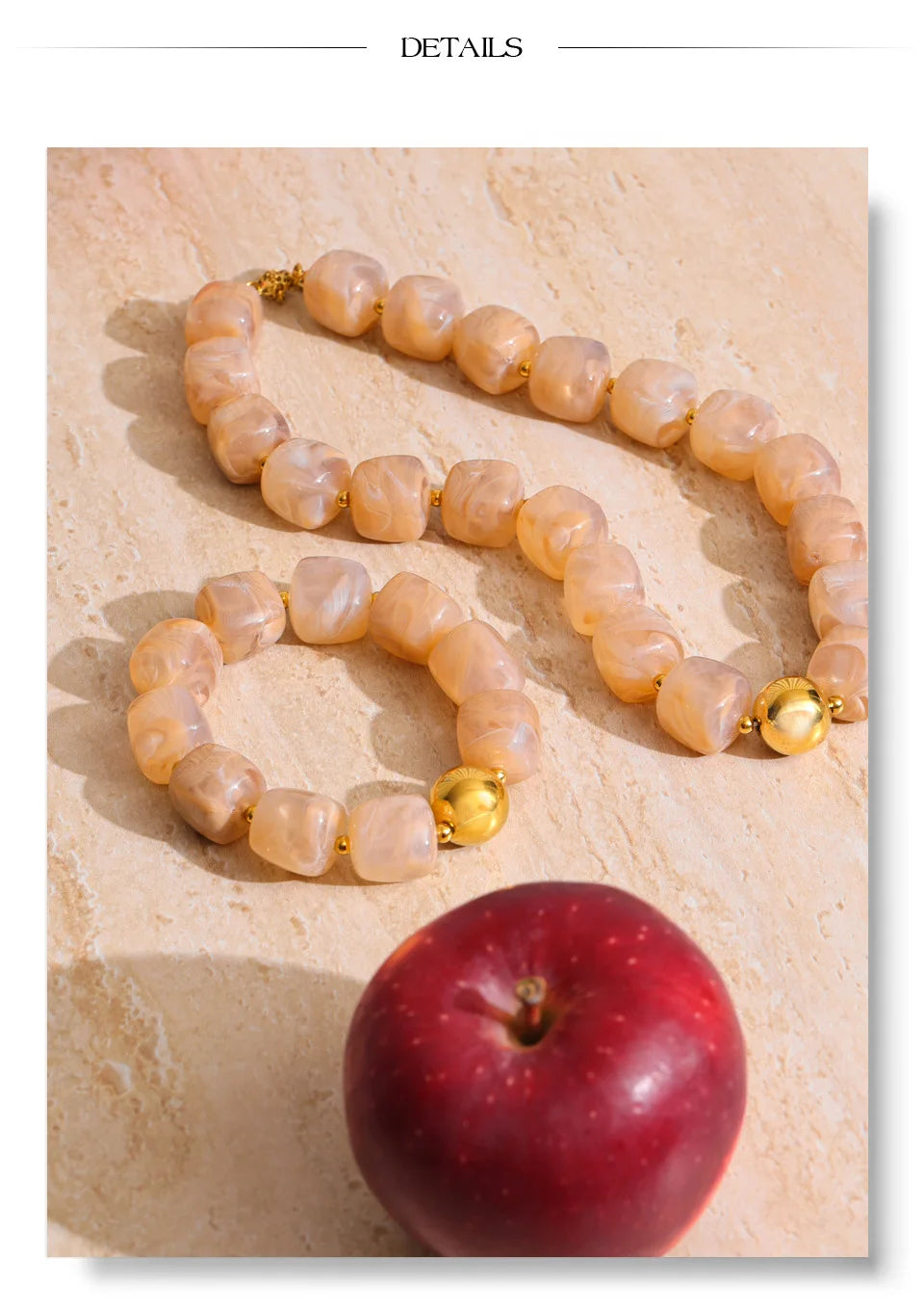 Acrylic Beaded Geometric Necklace — Gold-Plated Stainless Steel with Acrylic · PS2198