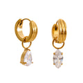 Cubic Zirconia Geometric Earrings — Gold-Plated Stainless Steel with Cubic Zirconia · PS1420