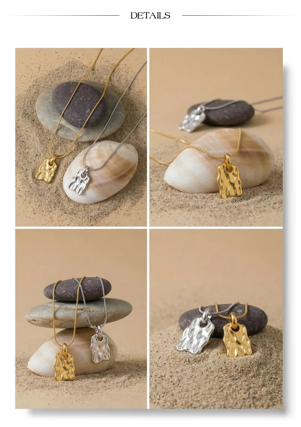 Geometric necklace in gold-plated stainless steel.