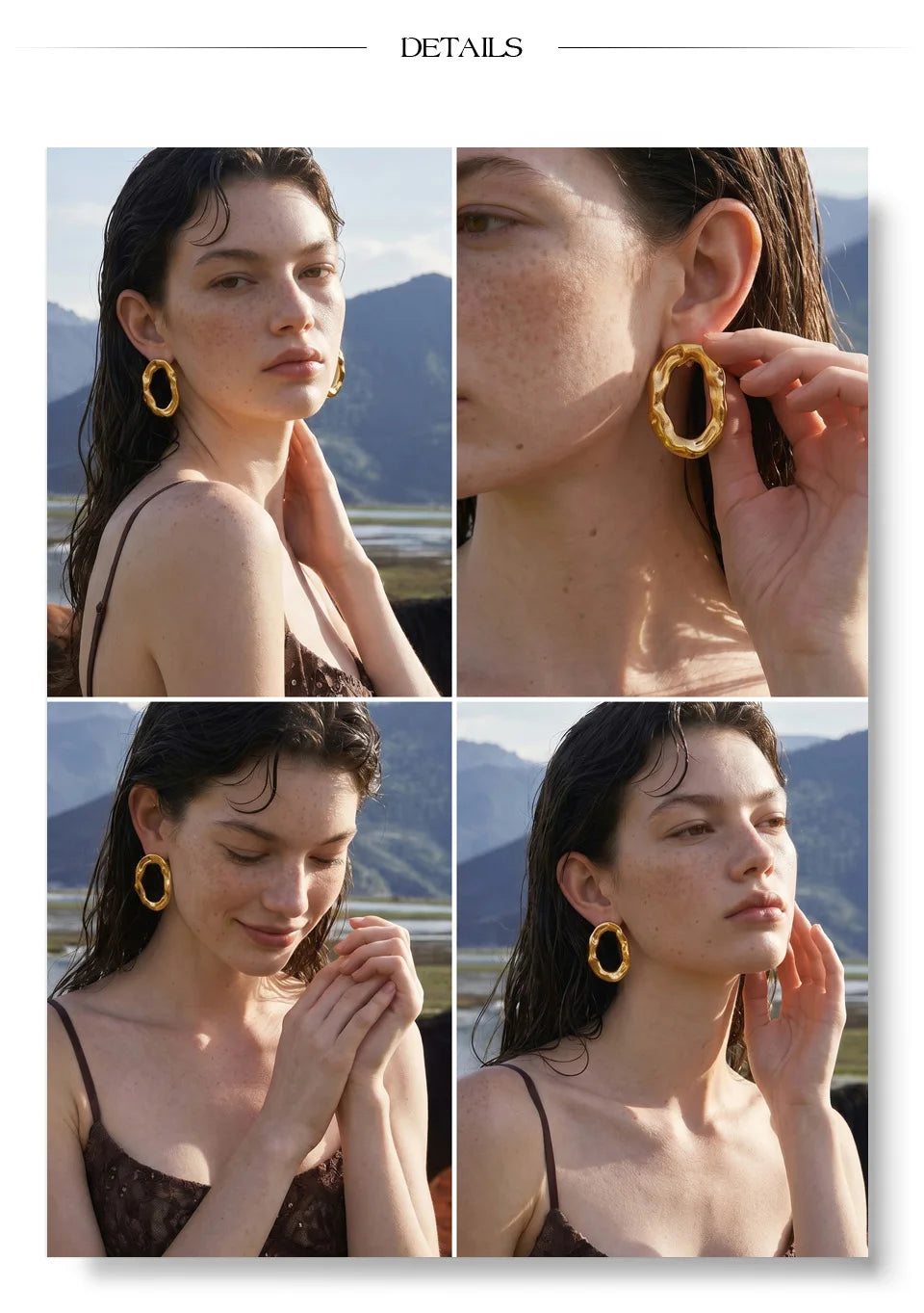 Geometric earrings in gold-plated stainless steel.