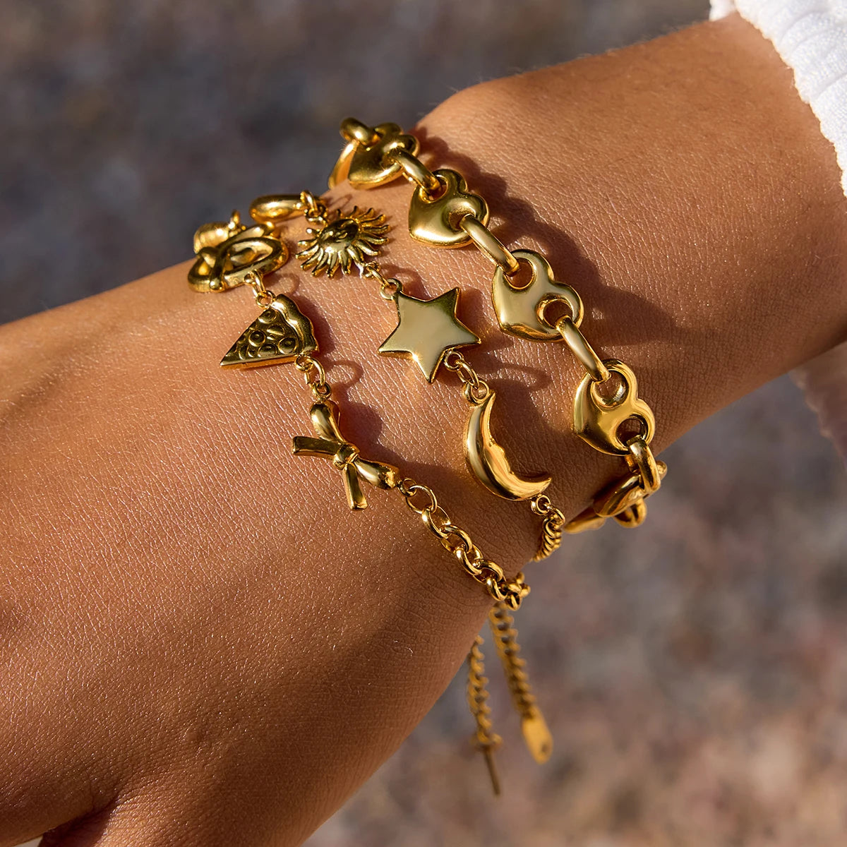 Celestial Charm Bracelet Stack — Stainless Steel · PS042