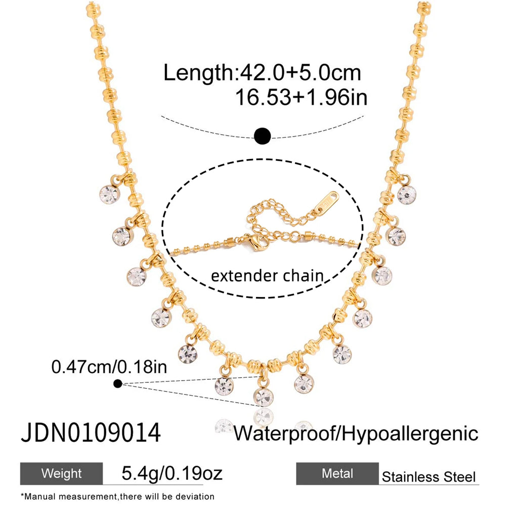 Layered Pearl Charm Necklace — Stainless Steel · PS156