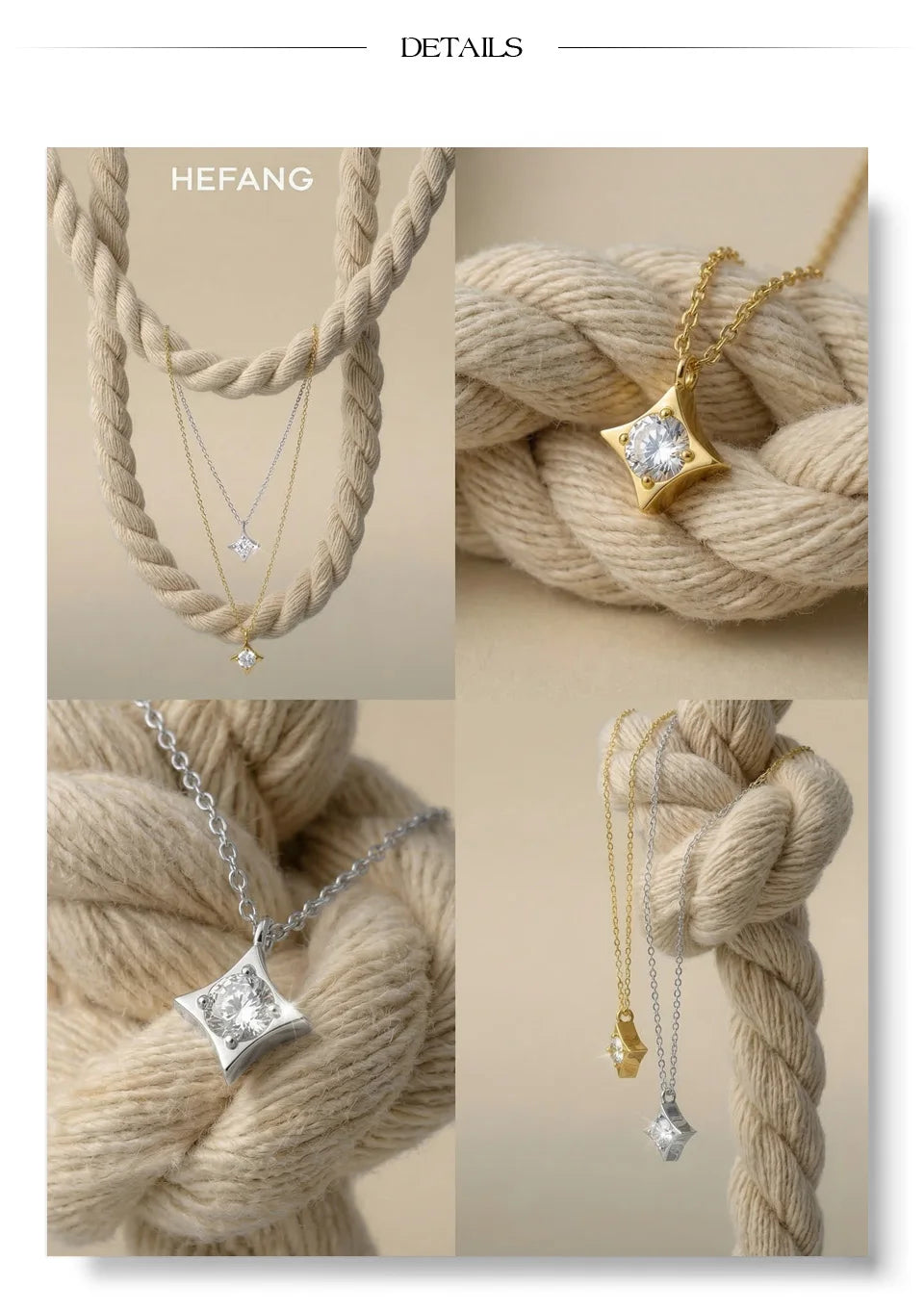 Cubic zirconia star necklace in gold-plated stainless steel with cubic zirconia.
