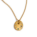 Cubic zirconia multi-color geometric necklace in gold-plated stainless steel with cubic zirconia.