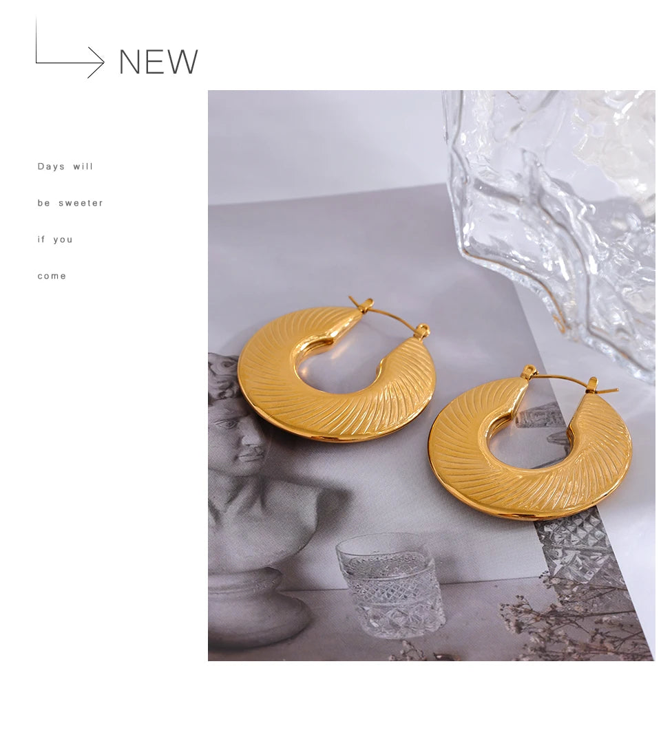 Minimalist geometric earrings in gold-plated stainless steel.