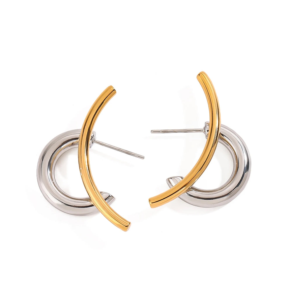Chunky Silver Hoop Earrings — Stainless Steel · PS057
