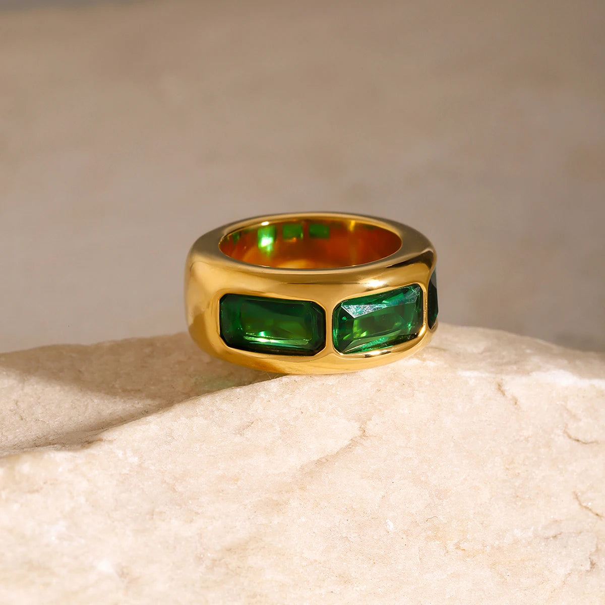 CZ Square Ring — Stainless Steel · PS287