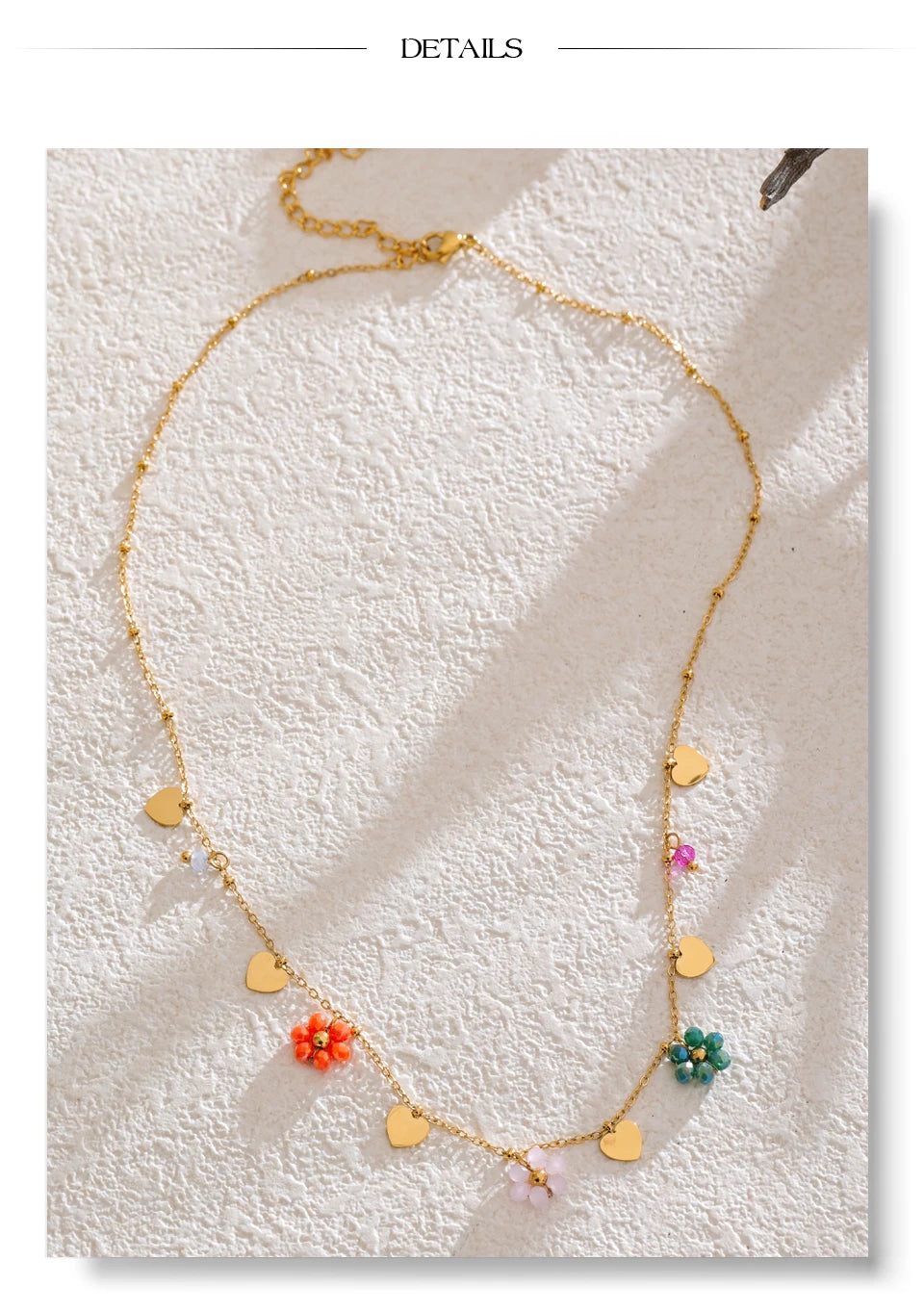 Crystal Flower Necklace — Gold-Plated Stainless Steel with Crystal · PS2306