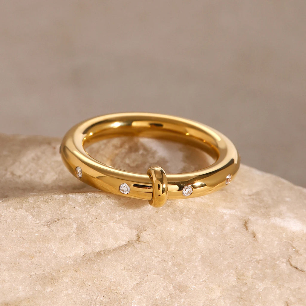 Crystal Bar Ring — Stainless Steel · PS226