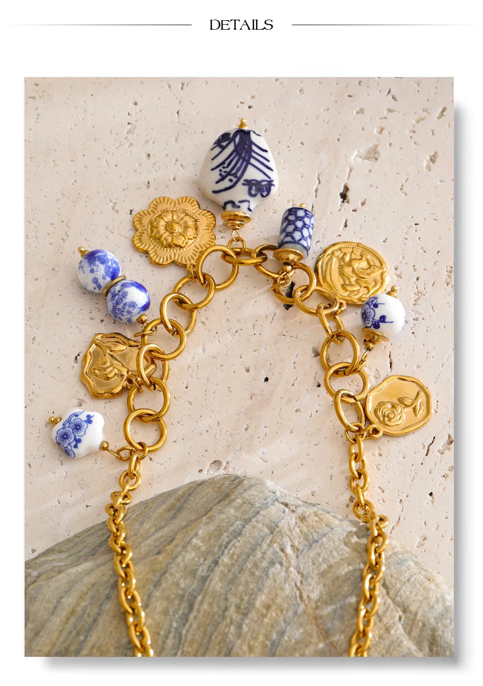 Heart flower star necklace in gold-plated stainless steel.