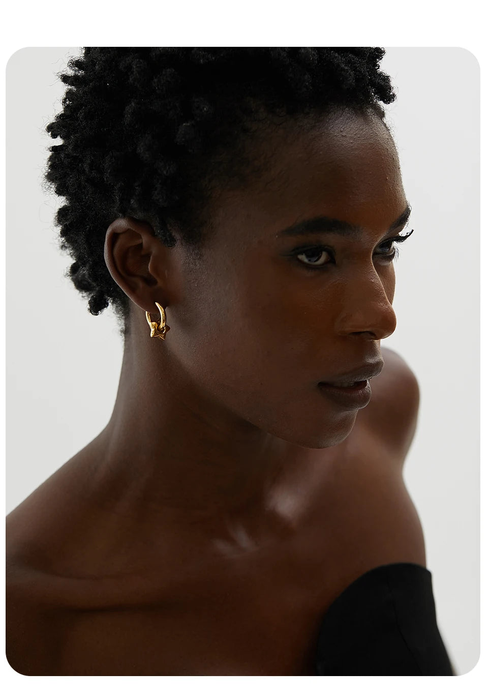Heart star moon earrings in gold-plated stainless steel.