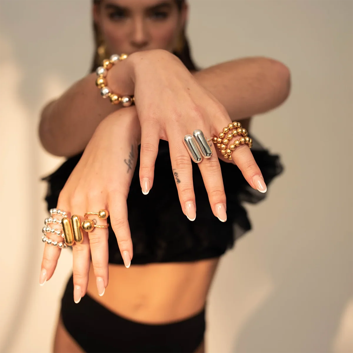 Mixed Statement Ring Stack — Stainless Steel · PS264