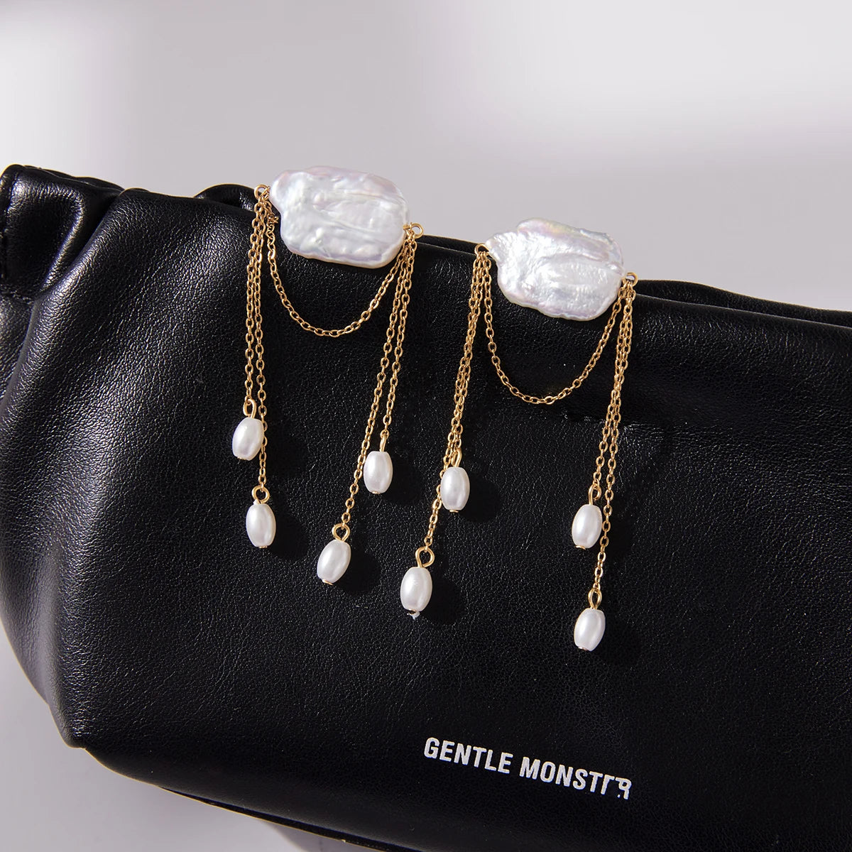Pearl Chain Tassel Earrings — Stainless Steel · PS083