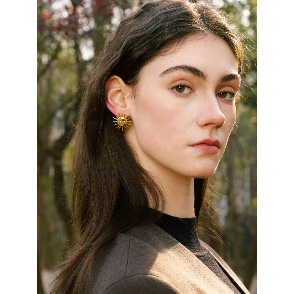 Black Sun Geometric Earrings — Gold-Plated Stainless Steel · PS1699